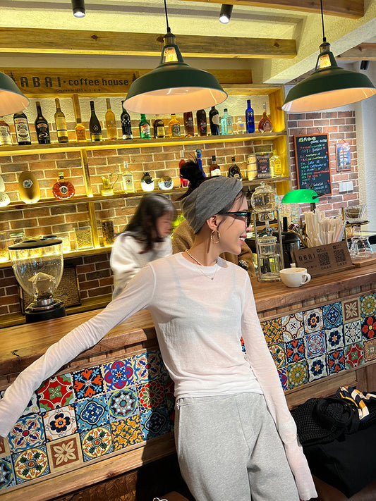 【再入荷】シアーコットンロングTシャツ 0980