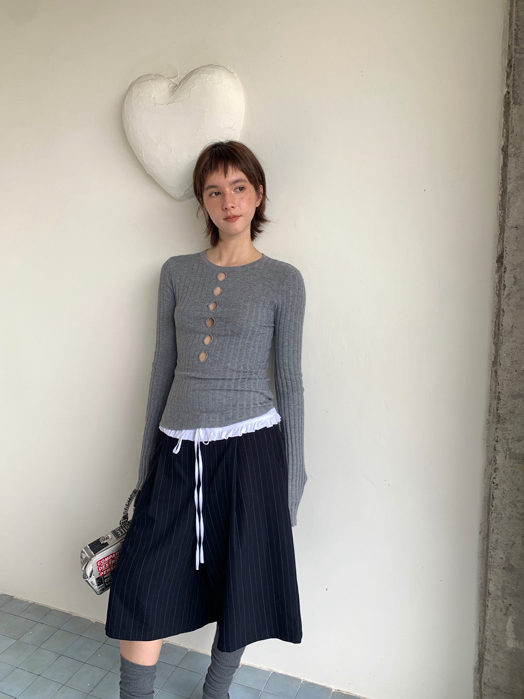【再入荷】スキッパーリーブニット 1452