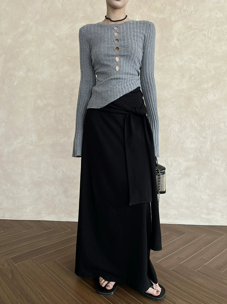 【再入荷】スキッパーリーブニット 1452