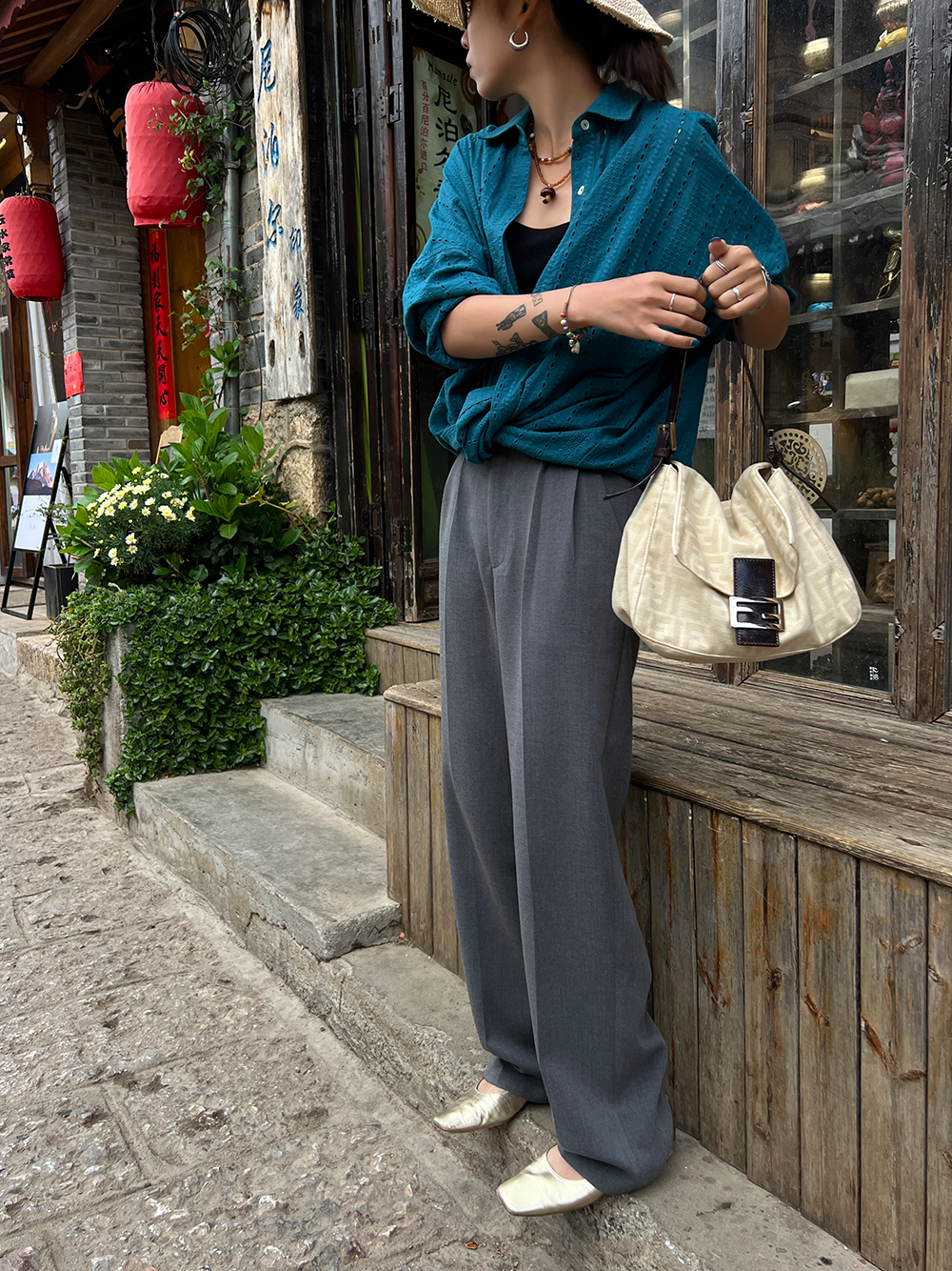 タックストレートパンツ 1506