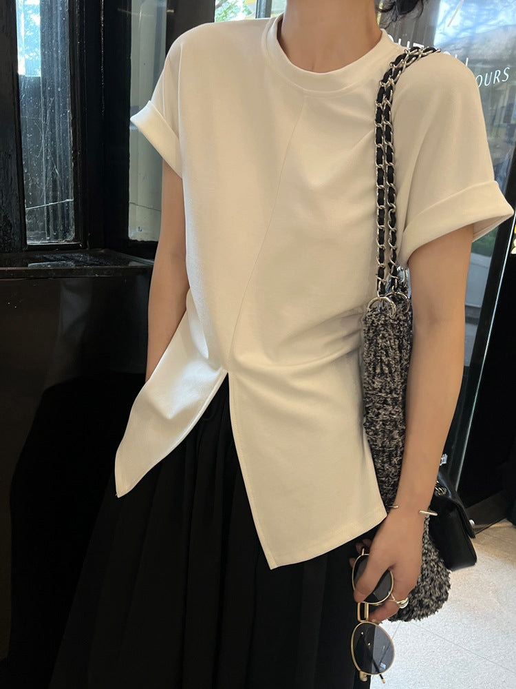 フロントスリットコットンTシャツ 1001