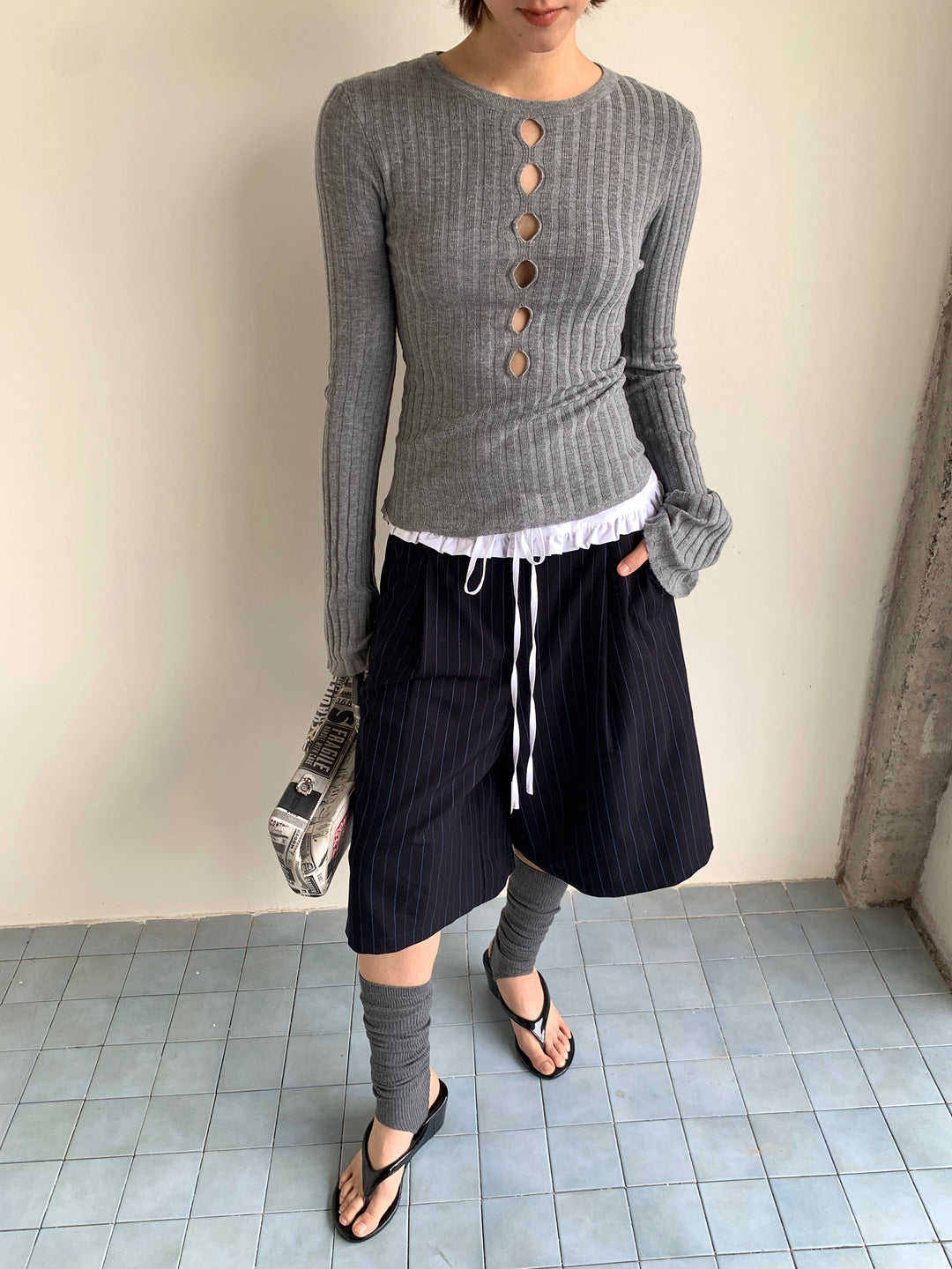 【再入荷】スキッパーリーブニット 1452