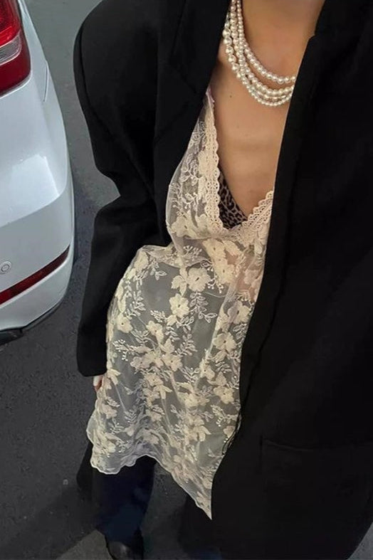 Vネックチュールレースチュニック2279