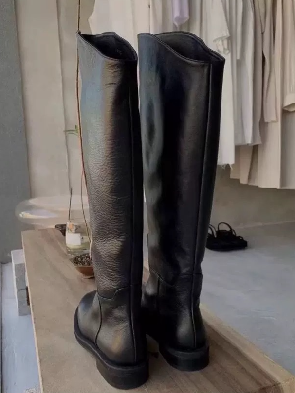 ブロックヒールロングブーツ 2156