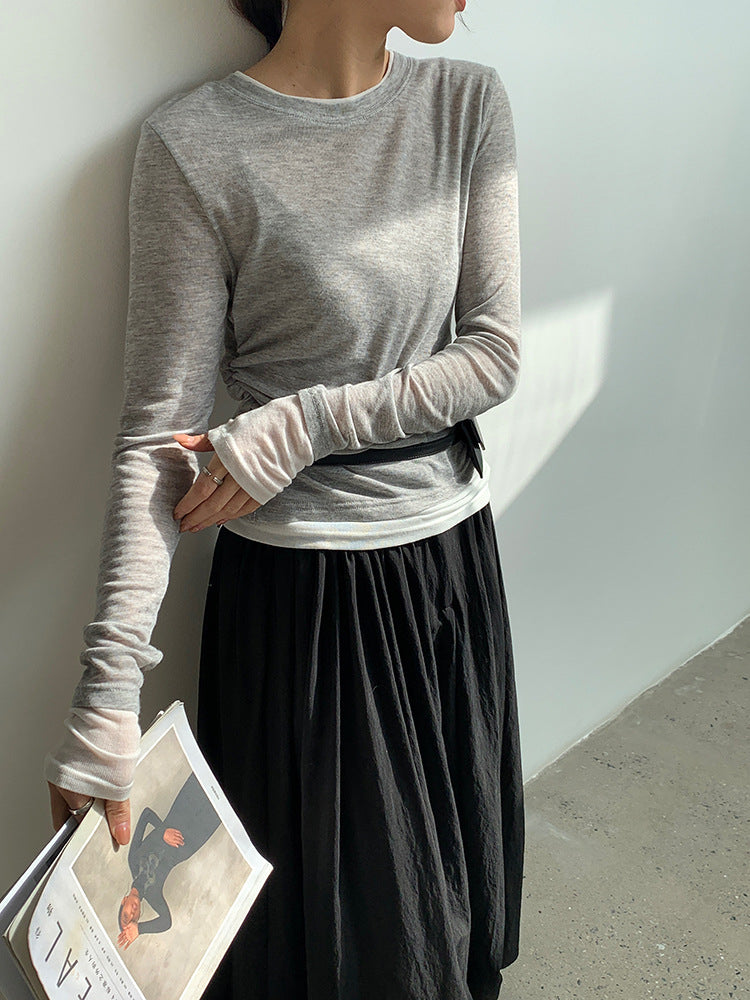 【再入荷】シアーロングスリーブレイヤードTシャツ 1440