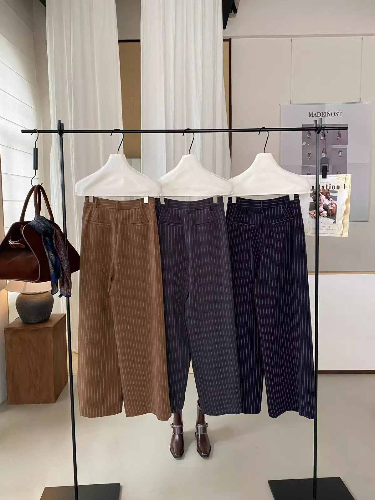 ストライプダブルタックワイドパンツ(セットアップ可) 2104