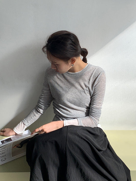 【再入荷】シアーロングスリーブレイヤードTシャツ 1440