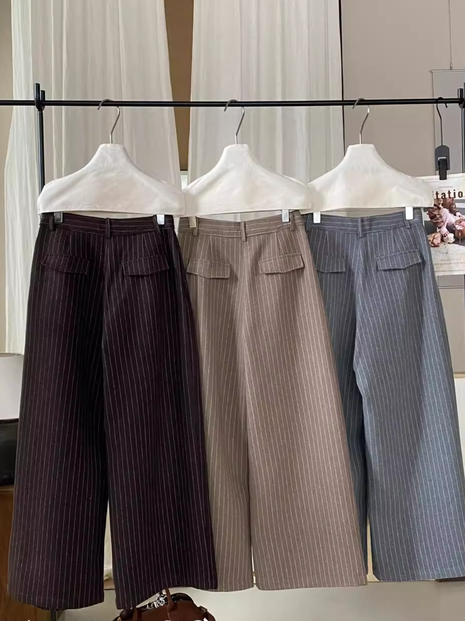ストライプダブルタックワイドパンツ 2183