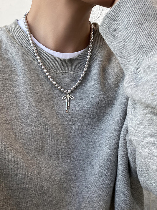 リボンモチーフパールネックレス 1380