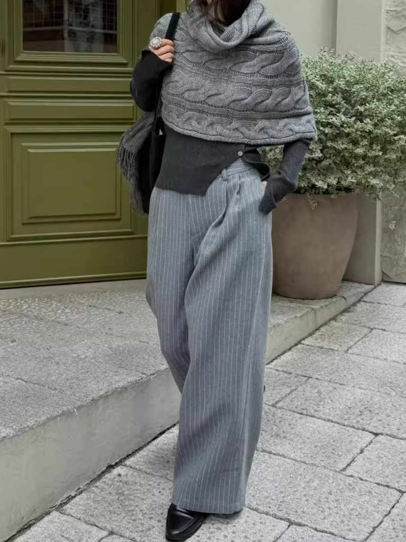 ストライプダブルタックワイドパンツ 2183