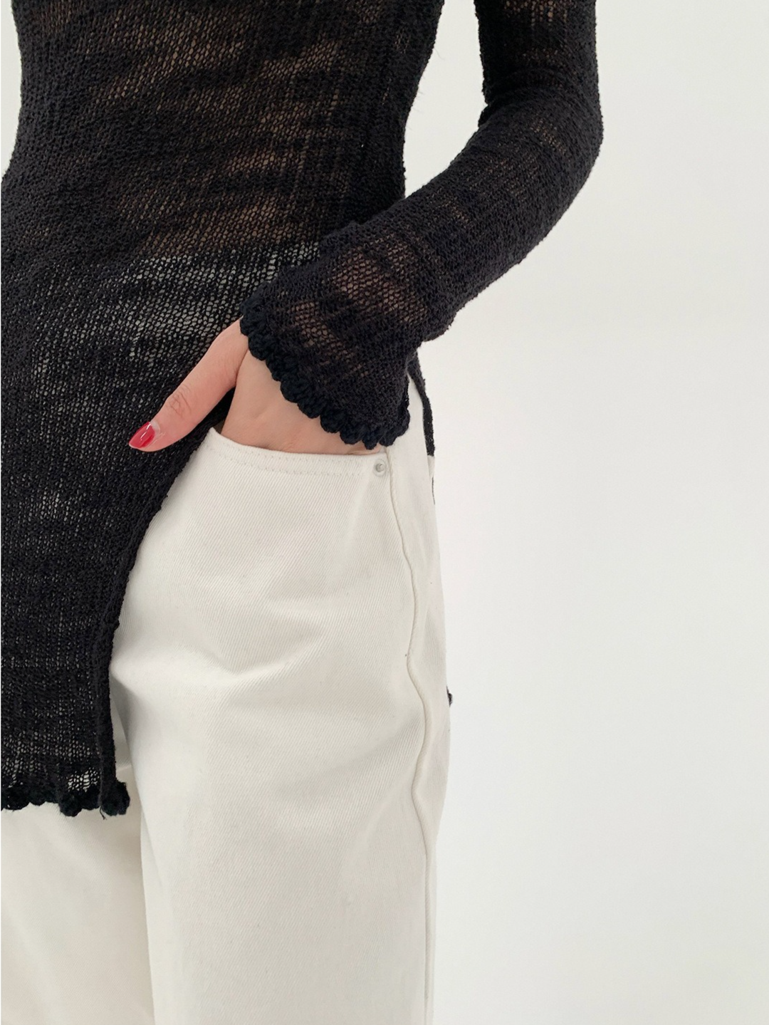 SHEER KNIT LONG TOP 2120