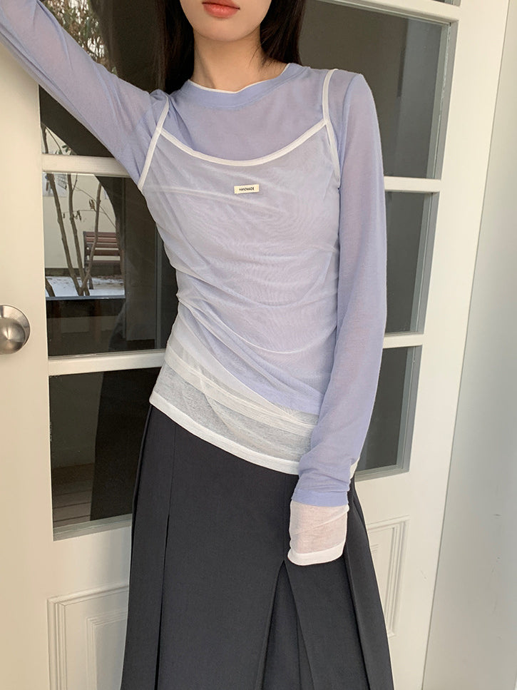 【再入荷】シアーロングスリーブレイヤードTシャツ 1440