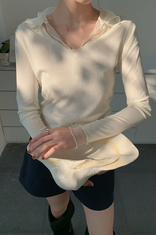 LAYERED SHEER COLLAR TOP–COLORS 2310