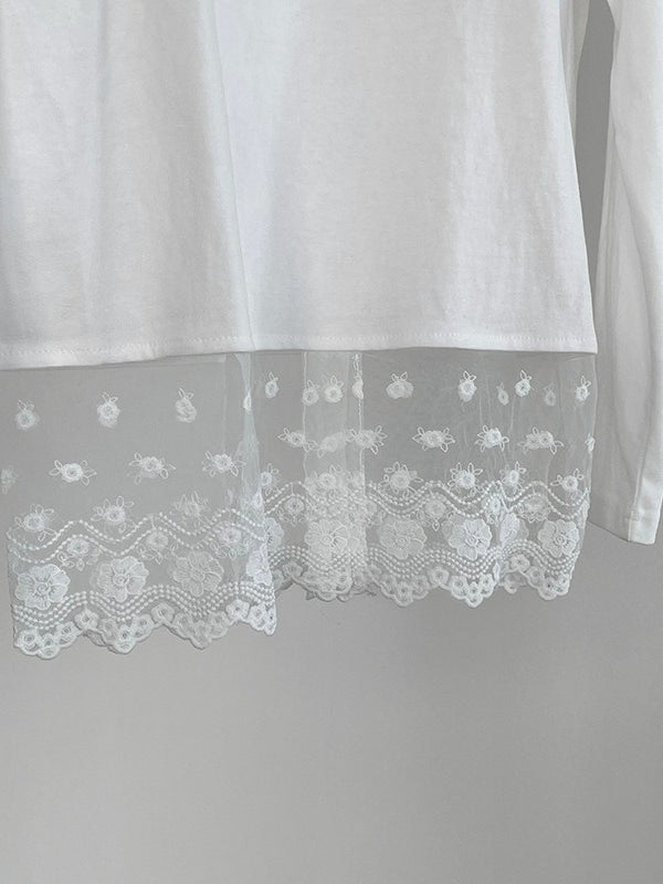 レイヤードレースロングTシャツ 2361