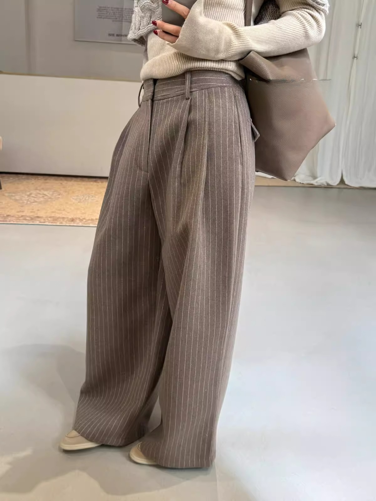 ストライプダブルタックワイドパンツ 2183