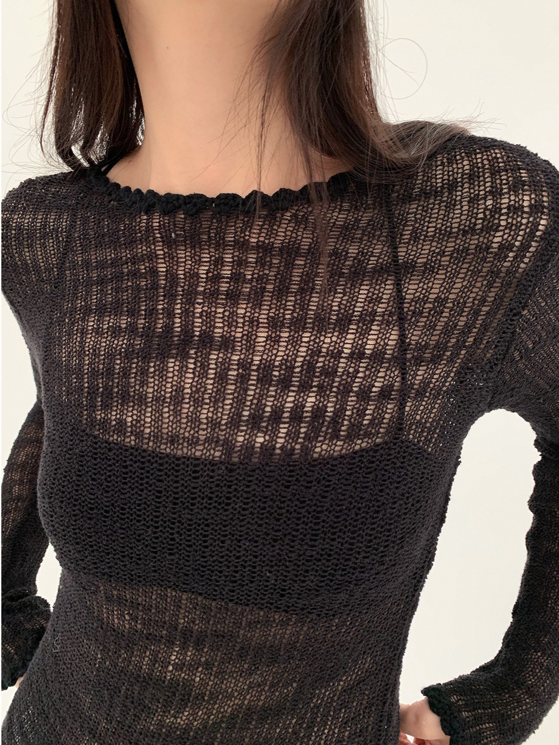 SHEER KNIT LONG TOP 2120