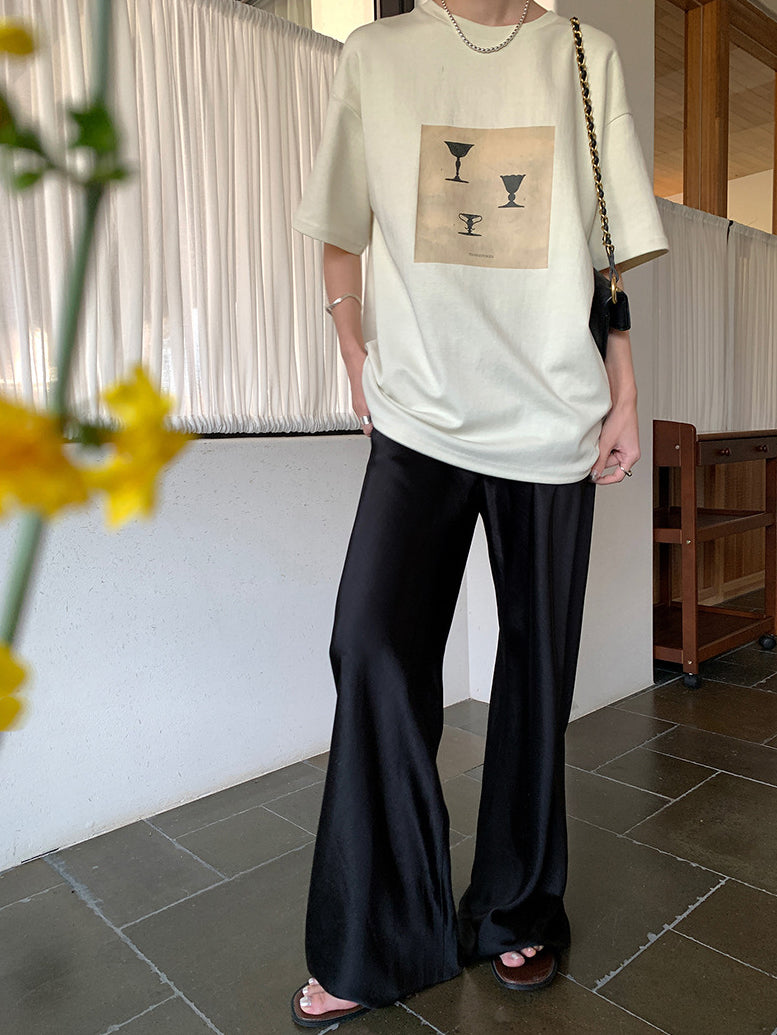 【再入荷】サテンリラックスワイドパンツ 0944