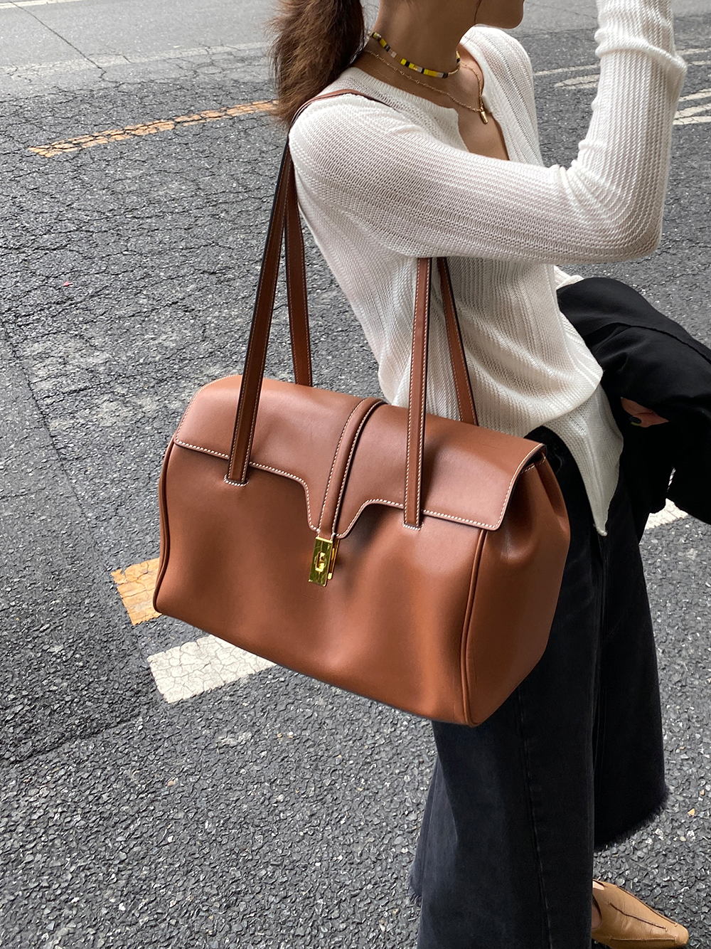 【再入荷】ルーズニットVネックトップス 0840