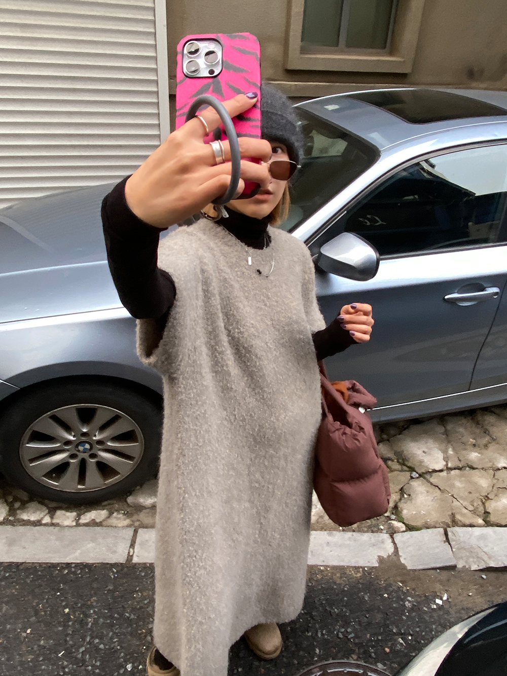 フレンチスリーブロングニットワンピース 1262
