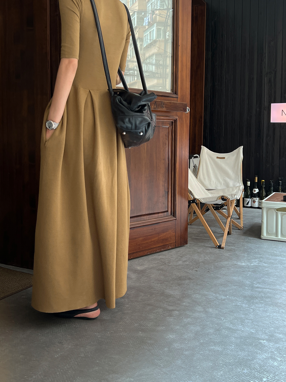 【予約商品】ハーフスリーブロングワンピース 0830(10月下旬以降発送予定)