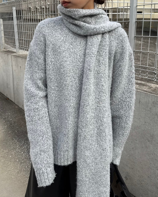 マフラー付きクルーネックニット2223