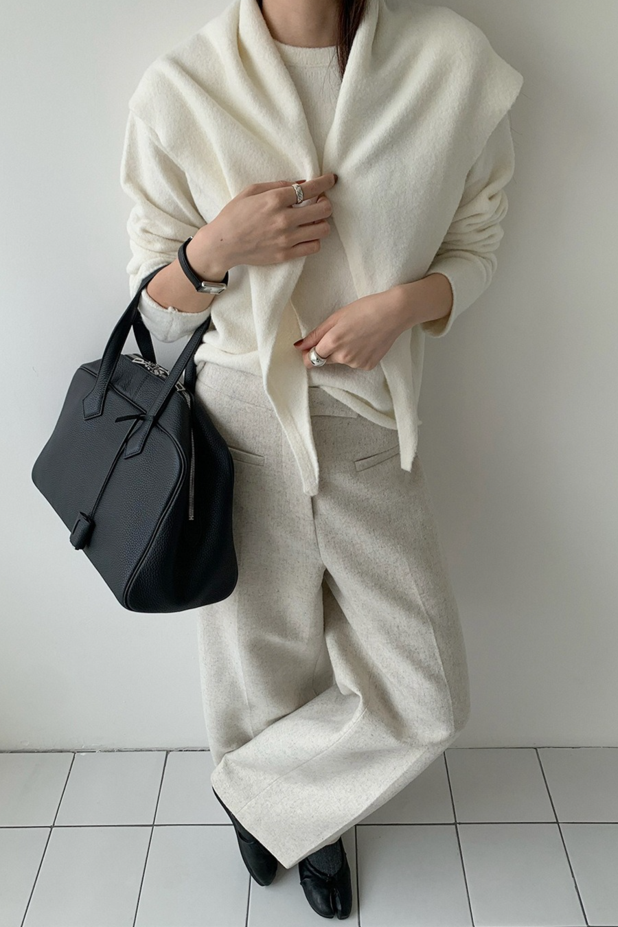 ストール付ラウンドネックカラーニット 2219