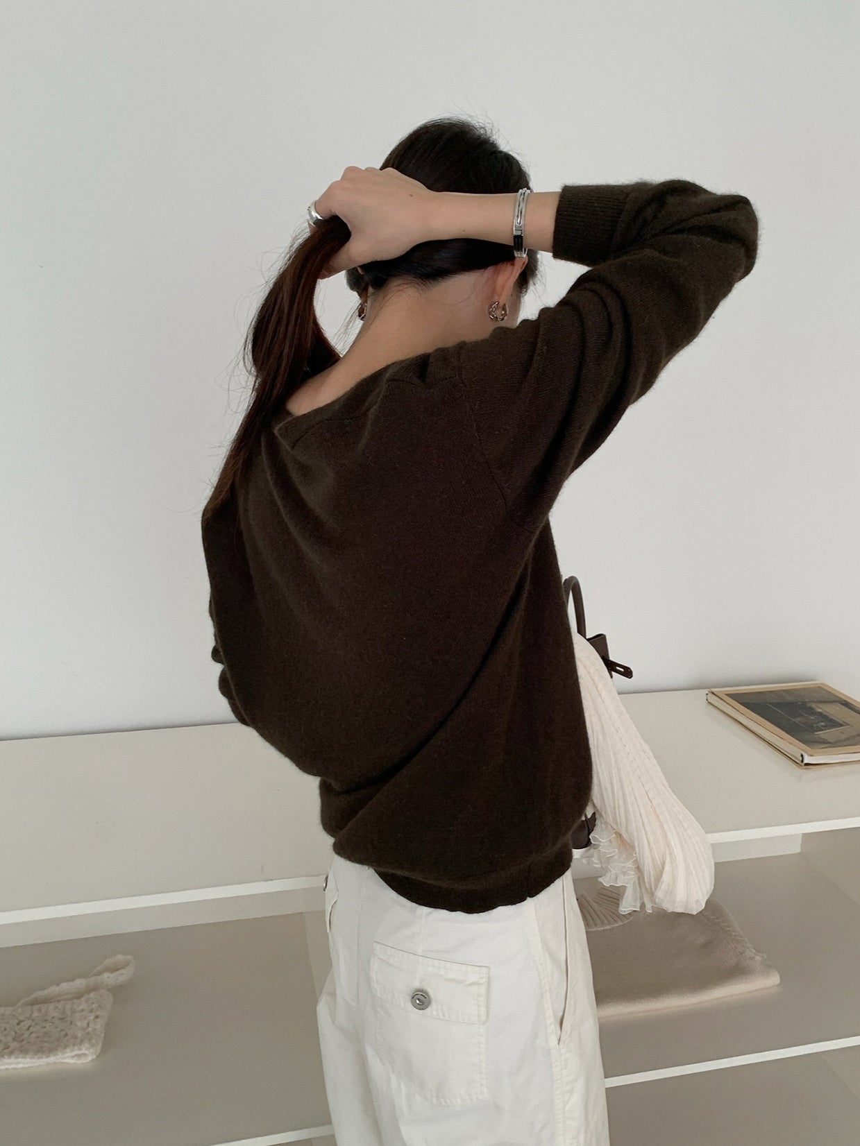 LOOSE ASYM V-CARDIGAN 2464
