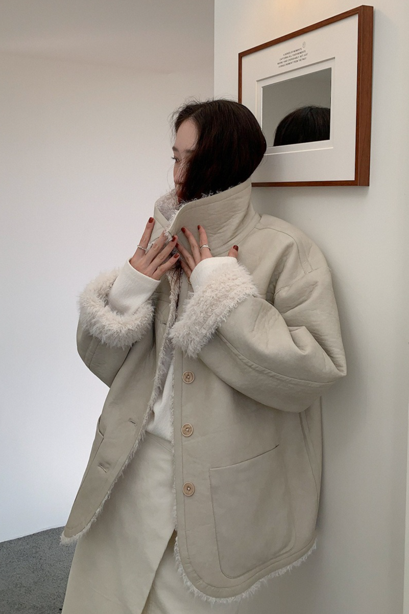 リバーシブルフェイクムートンコート 2218