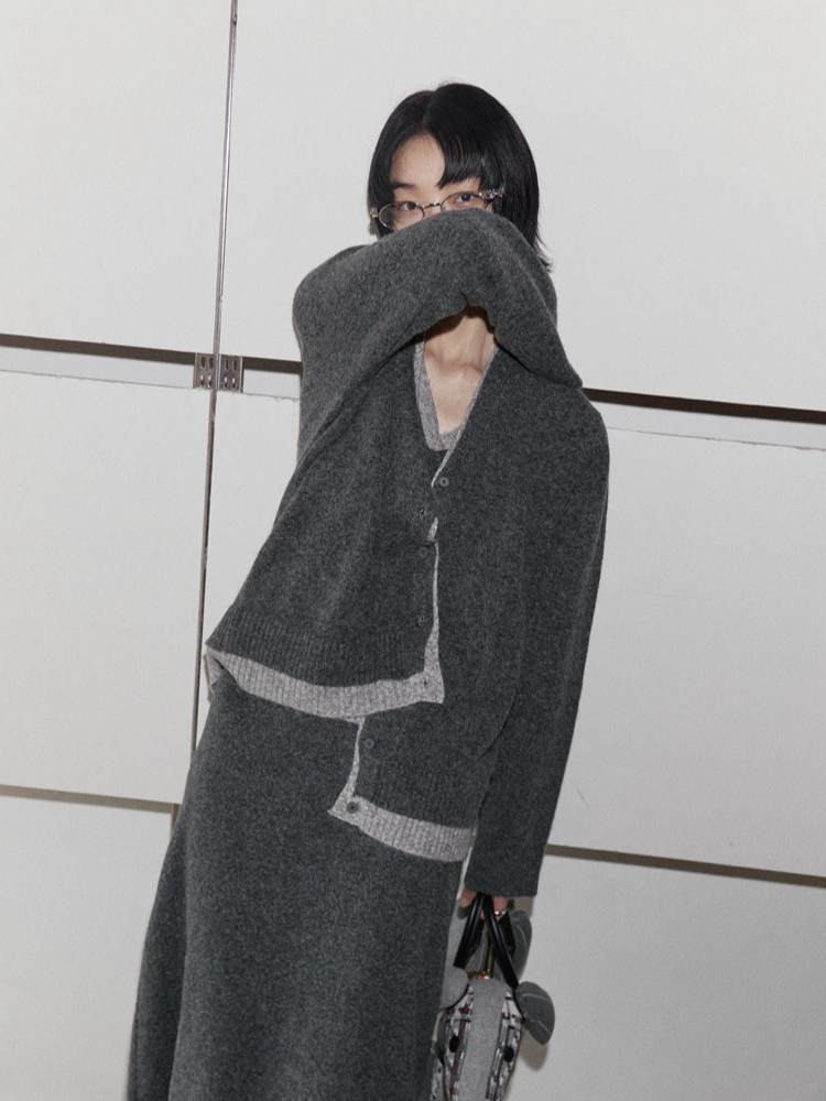 カラーブロックニットカーディガン 2211