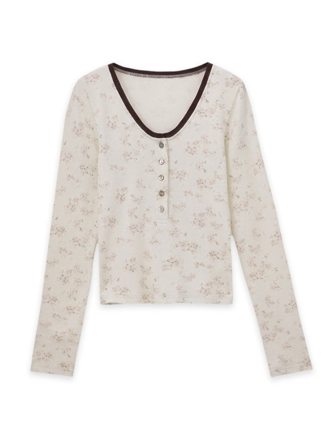 FLORAL HENLEY TOP 2474
