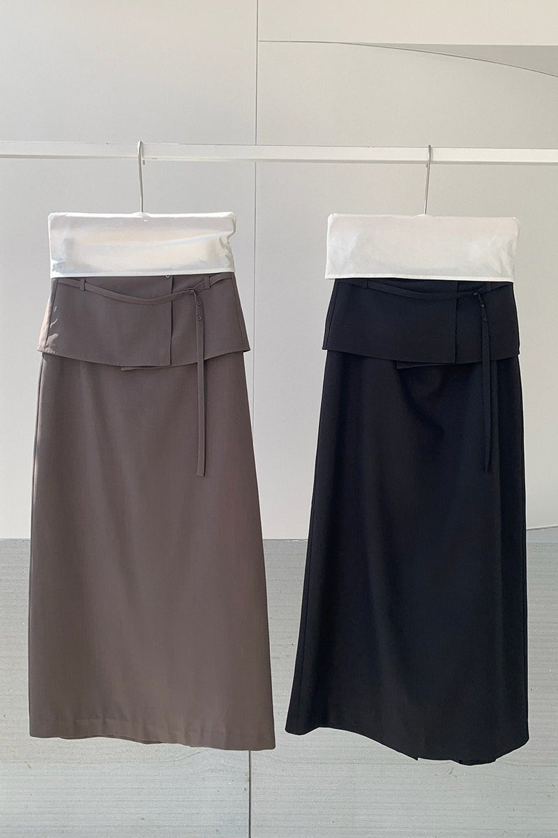 WRAP DETAIL LONG SKIRT 2308