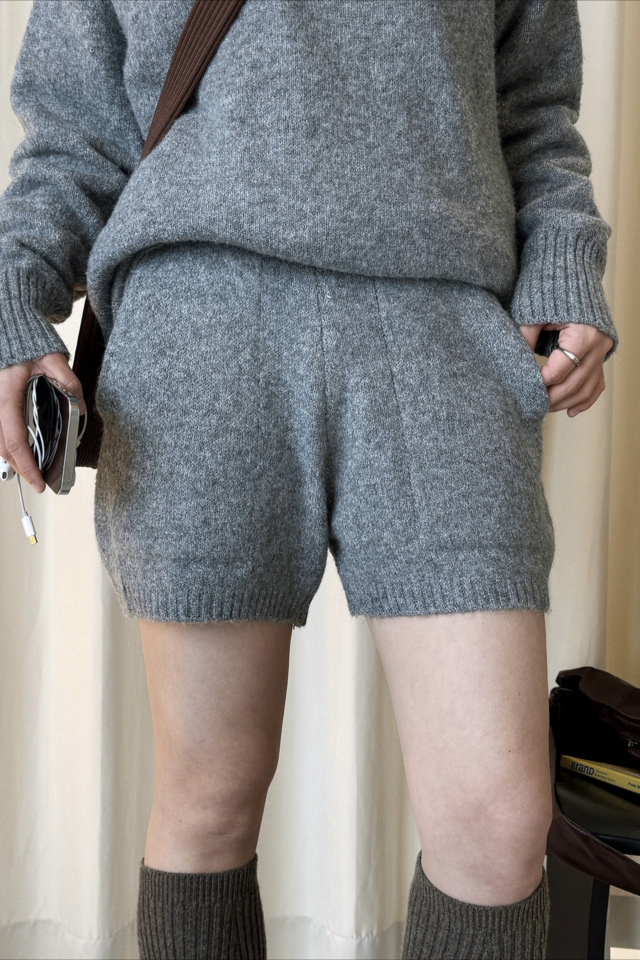 ニットトップ ショートパンツ セットアップ 2266