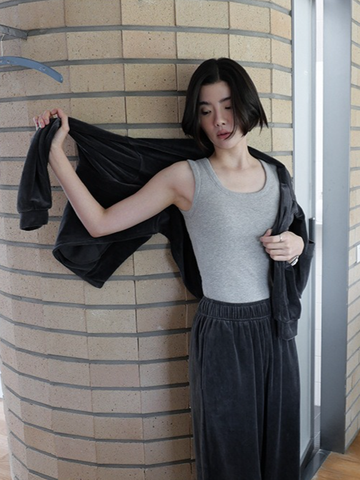 ダブルジップベロアフーディ 2195