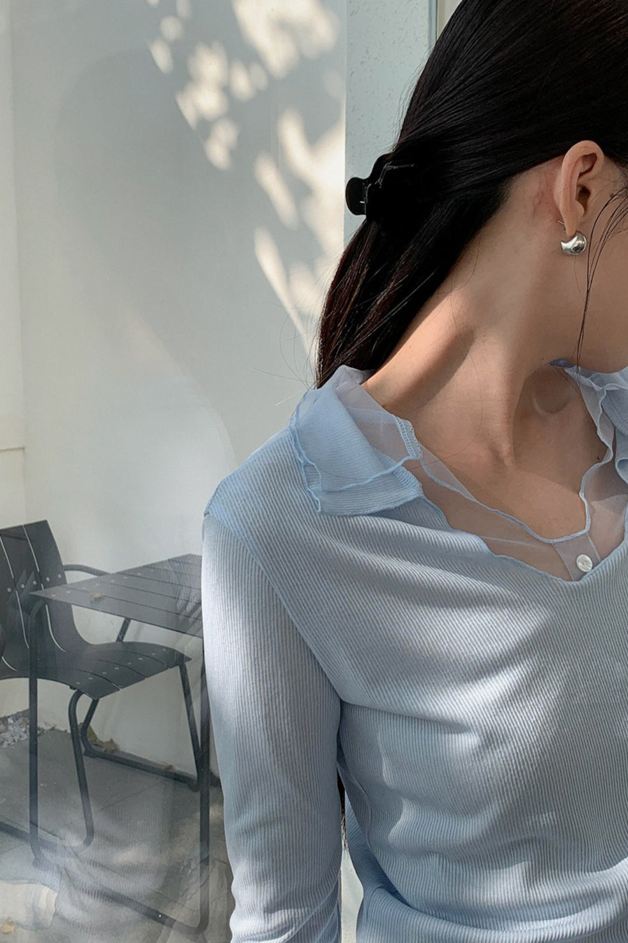 LAYERED SHEER COLLAR TOP–COLORS 2310