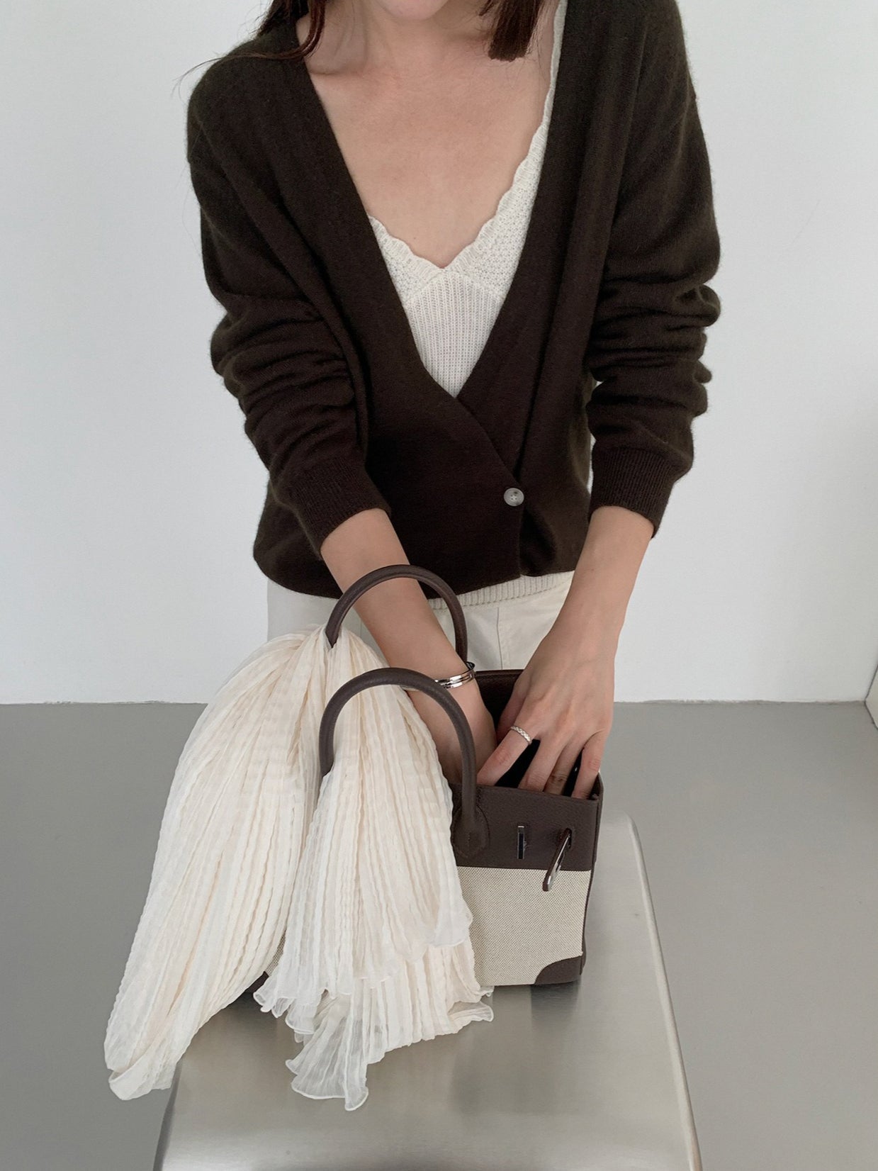 LOOSE ASYM V-CARDIGAN 2464