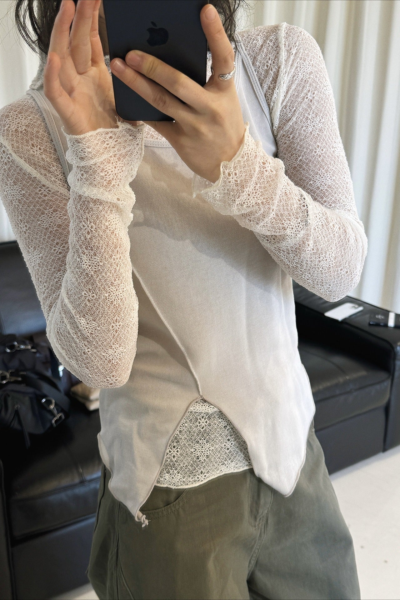 シアーレースプチハイネックトップス 2271