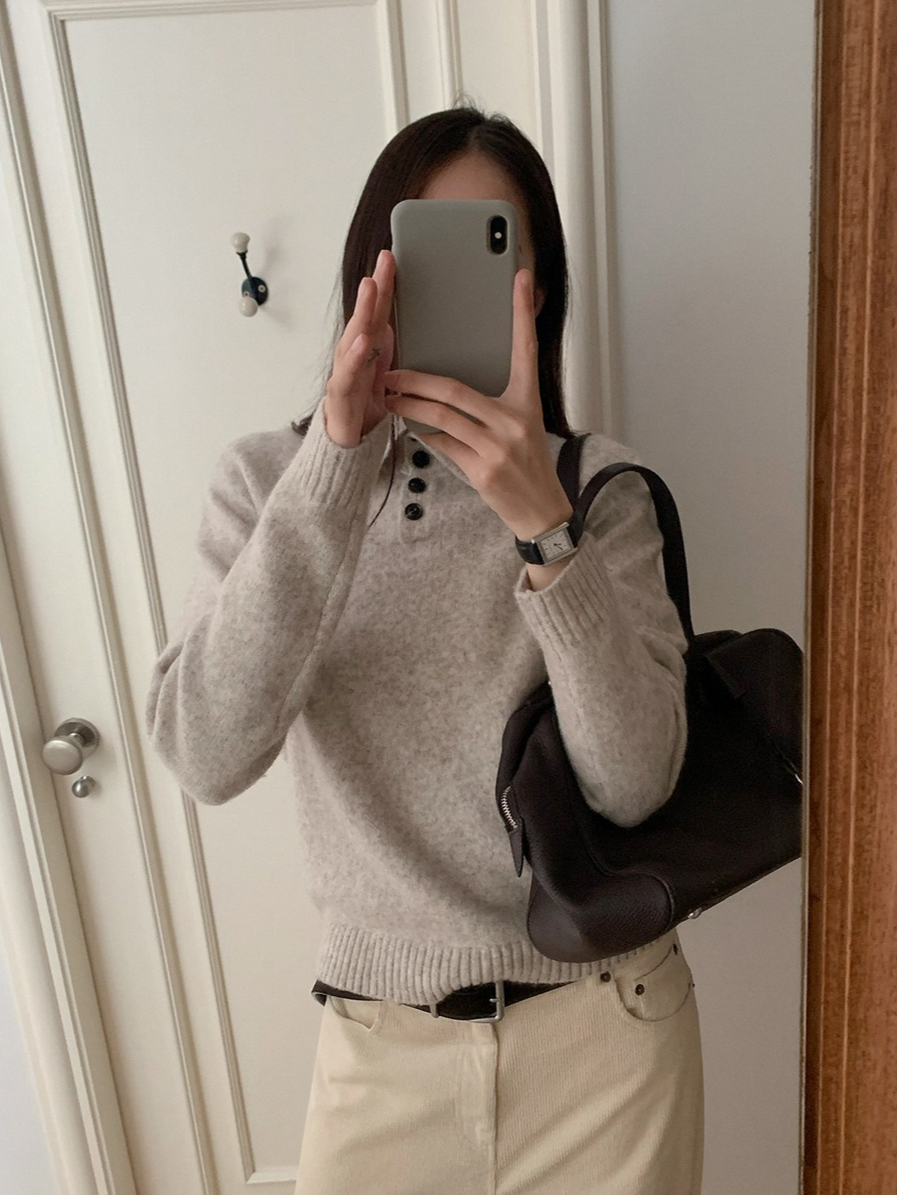 スタンドカラーラグランニット 2198