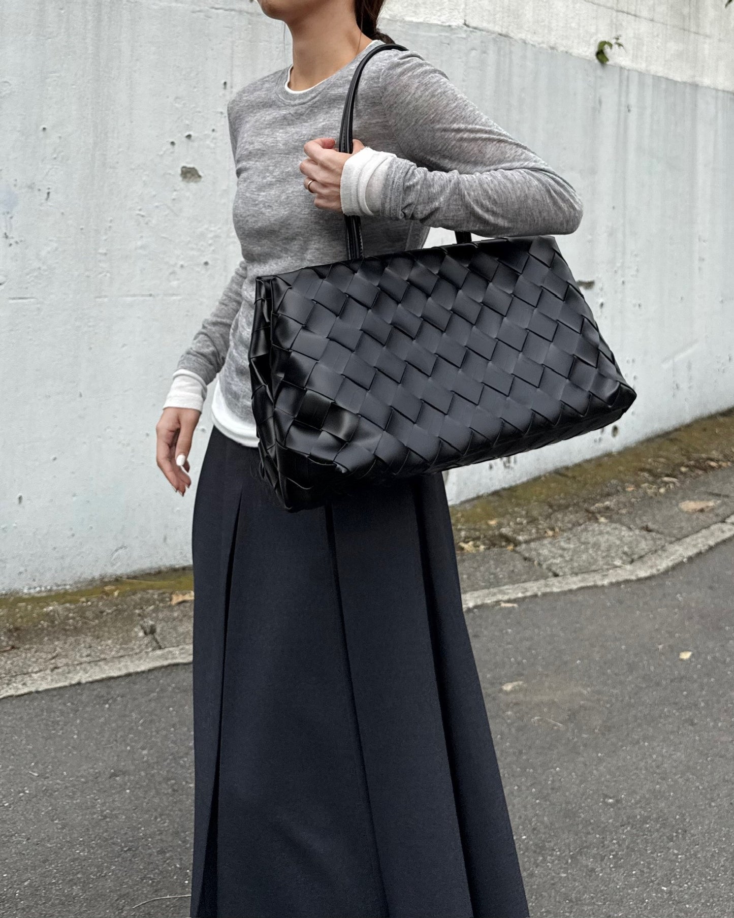 レザー編み込みショルダーバッグ 2139