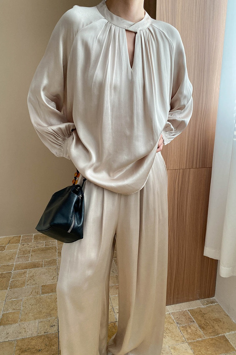 単品注文／セットアップ対応】ニュアンスドレープトップス＋ワイド