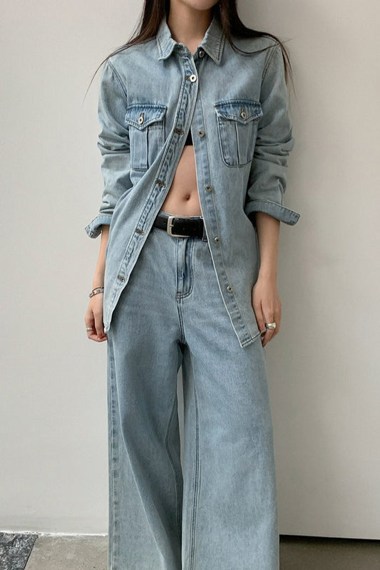 DOUBLE POCKET DENIM SHIRT 2305