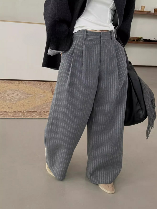 ストライプダブルタックワイドパンツ 2183