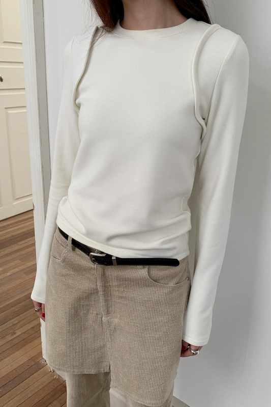 フェイクレイヤークルーネックトップス 2235