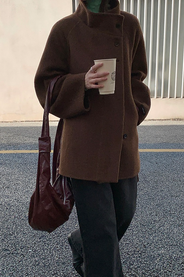 スタンドカラーウールコート 2221