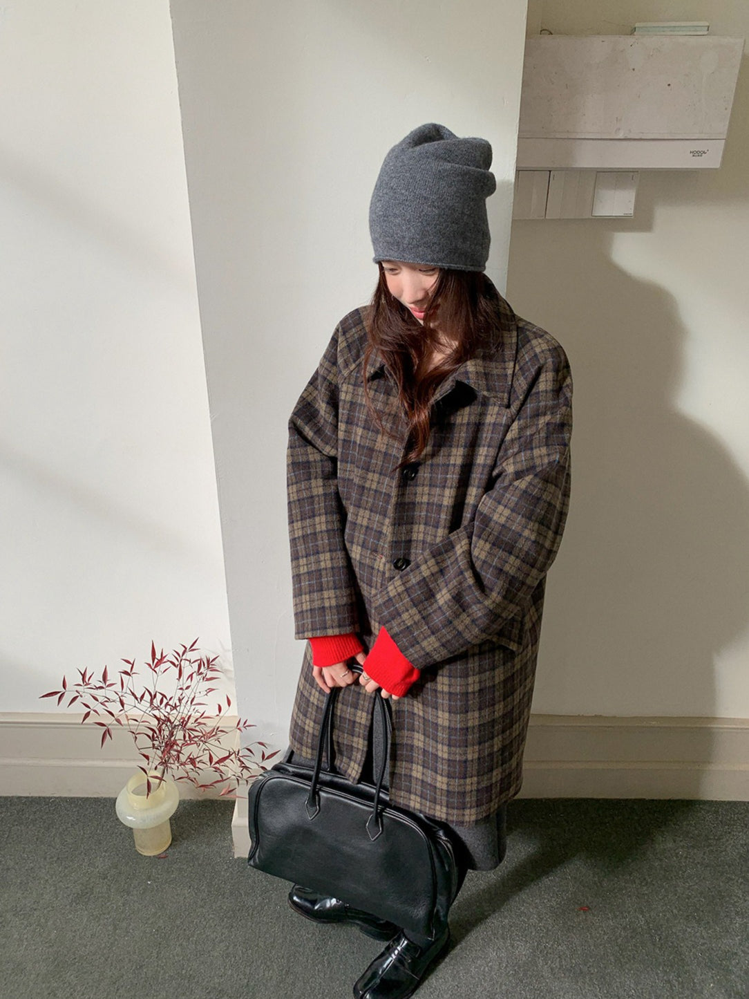 クラシカルチェックステンカラーコート 2236