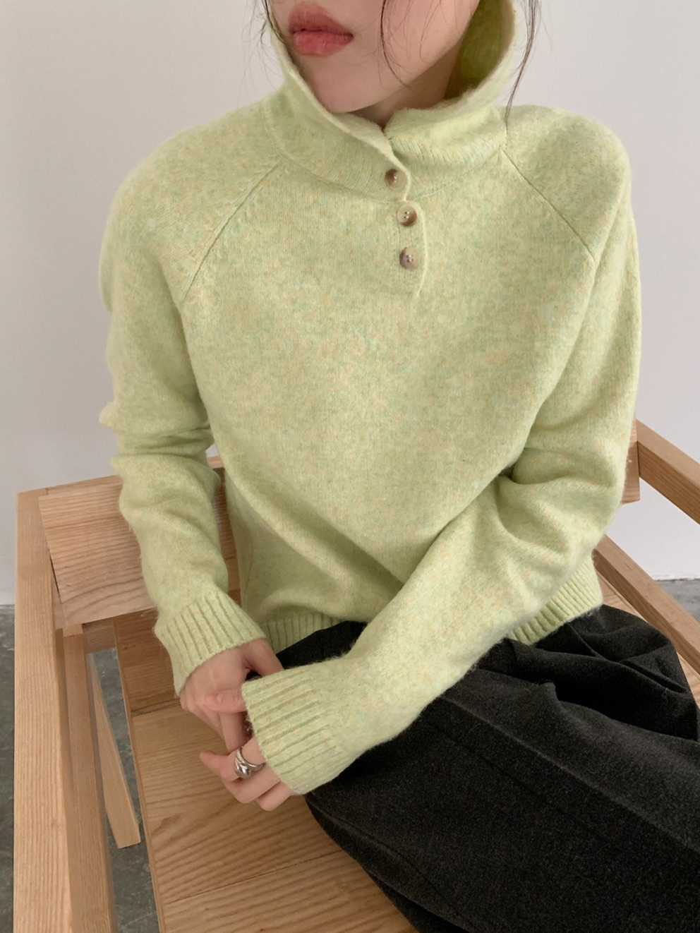 スタンドカラーラグランニット 2198