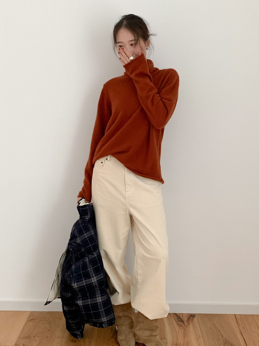 ルーズハイネックカラーニット 2200