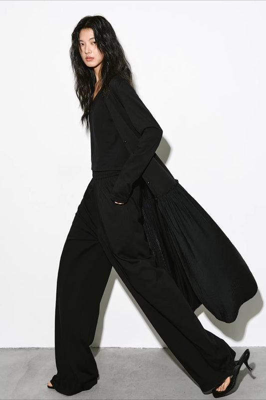 ロングカーディガン/キャミ/ワイドパンツ 2297