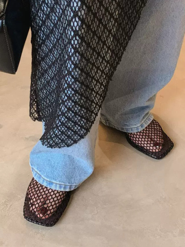メッシュジップミュールサンダル 2392