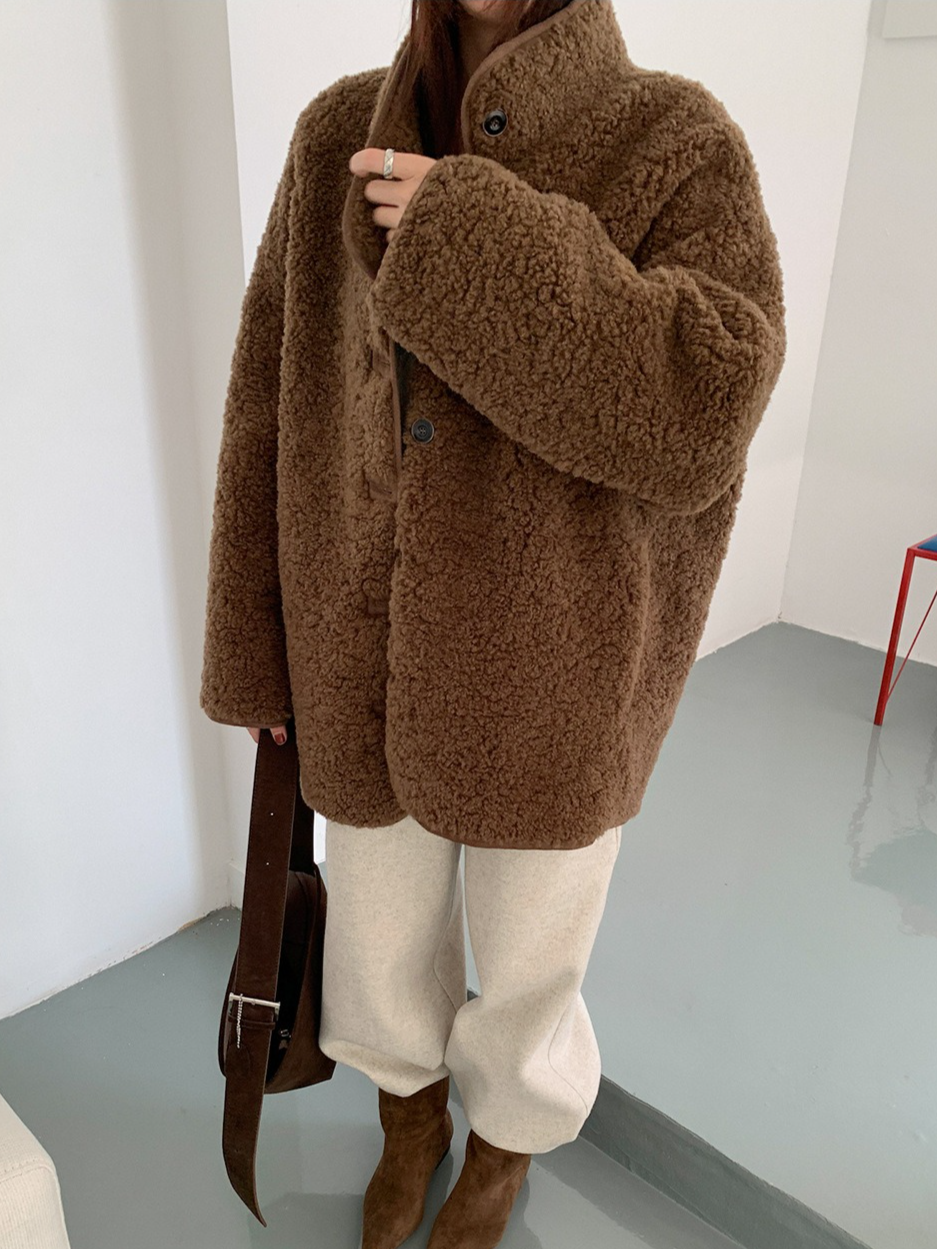 スタンドカラーボアコート 2209