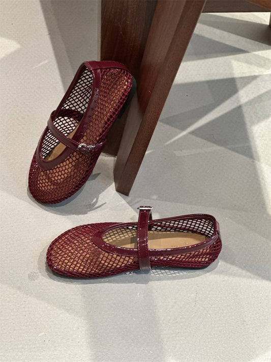 MESH MARY JANE FLAT SHOES 2370